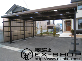 のカーポート ジーポートneo Aタイプ 2台用 積雪〜100cm対応+波板サイドパネル（片側側面） 施工例