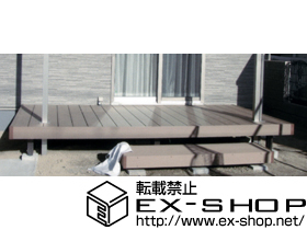 のウッドデッキ リコステージII 単体＋リードデッキ（約W1,800mm×床板3枚分　幕板B）＋点検口、テラス柱部くり貫き用部材 施工例