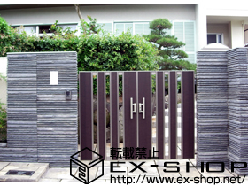 の門扉 ライフモダン門扉MM-SA型　両開き 柱使用 施工例