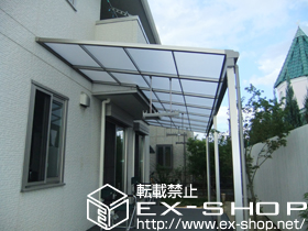 のテラス屋根 ライザーテラスII F型 連棟 テラスタイプ 積雪〜20cm対応+吊下げ物干し 標準 3本入 施工例