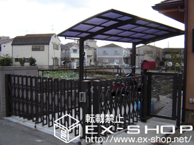 のカーゲート アルシャインM型 Aタイプ センターレール 両開き 角地タイプ 施工例