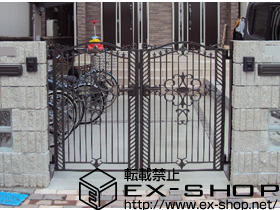 の門扉 フェスタB型 両開き 柱仕様 施工例