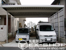 のカーポート レオンポートneo 2台用 積雪〜50cm対応＋レオンポートneo サイドパネル（波板タイプ）*波板別途 施工例