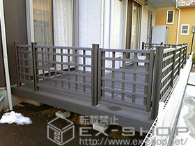 のウッドデッキ リコステージII  異形対応+ウッドパーティション 施工例