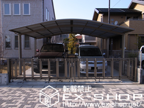 のカーゲート シャレオ伸縮1型 ノンレール 両開き 施工例