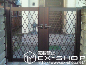 の門扉 エクスライン門扉4型　両内開き　門柱仕様 施工例