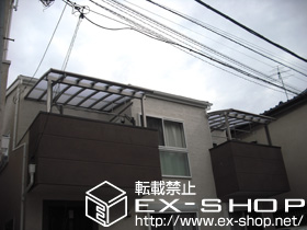 のバルコニー・ベランダ屋根 パワーアルファ L型 屋根タイプ 単体 積雪〜30cm対応×2セット＋前後移動物干し　ワイド　2本入×2セット 施工例