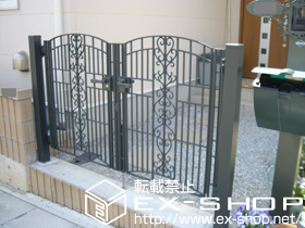 の門扉 シャンテーヌB型 両開き 柱使用 施工例