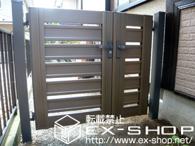 の門扉 ステイウッド門扉5型 親子内開き 柱使用 施工例