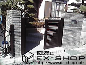 の門扉 エクスライン門扉5型 両開き 門柱仕様 施工例