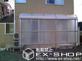 のテラス屋根 ライザーテラスII 1500 R型 テラスタイプ 連棟 積雪〜50cm対応＋前面スクリーン2段 施工例