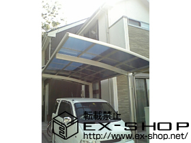 のバルコニー・ベランダ屋根 ライザーテラスII   F型 屋根タイプ 単体 積雪〜20cm対応＋収納式物干し（2本入）（シャイングレー） 施工例