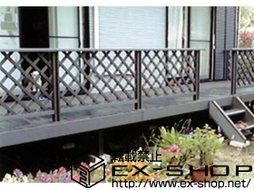 のウッドデッキ リコステージII ＋ステップ2段/デッキフェンス（フラットラチス） 施工例