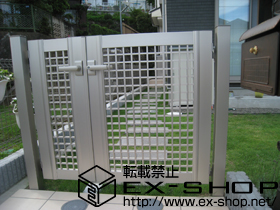 の門扉 エクスライン門扉3型 両開き[親子・門柱仕様] 施工例