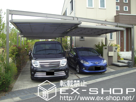 のカーポート マルチスクエア　フラット屋根　連棟・2合掌 両支持標準柱 施工例