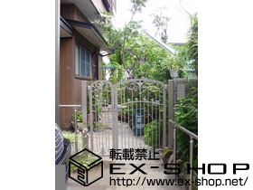 の門扉 フェスタA型 両開き親子仕様 柱使用 施工例