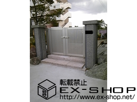 の門扉 エクスライン門扉6型 両開き 門柱仕様 施工例