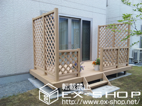 のウッドデッキ リウッドデッキII 標準 単体＋リウッドデッキフェンス2型/リウッドハイパーティション2型（ラチス格子） 施工例