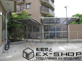 のサイクルポート・駐輪場 カーブパークシグマ? パネル1面囲い 積雪〜20cm対応 施工例