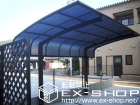 兵庫県南あわじ市ののカーポート、フェンス・柵・塀 プレシオスポート アルファ 積雪〜20cm対応+着脱式サポート2本+屋根ふき材補強部品+収納式物干し 標準 2本入 施工例