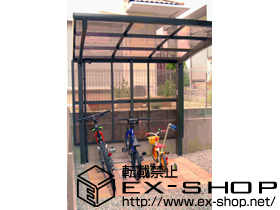 のサイクルポート・駐輪場 カーブパークシグマIII パネル一面囲い 積雪〜30cm対応 施工例