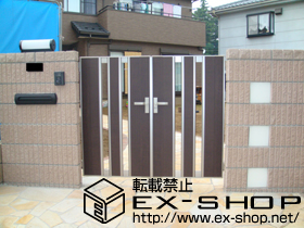 の門扉 ライフモダン門扉MM-SA型 両開き 柱使用タイプ 施工例