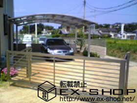 のカーゲート スウィングアップゲートワイド 横格子型 電動式 施工例