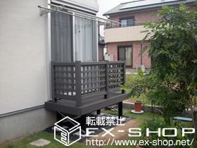 のウッドデッキ リウッドデッキII 標準 単体＋リウッドデッキフェンス1型（井桁格子） 施工例