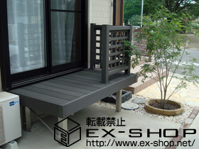 のウッドデッキ リウッドデッキII 標準 単体＋デッキフェンス1型（井桁格子） 施工例