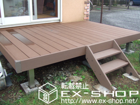 のウッドデッキ リウッドデッキII 標準 単体＋リウッドステップ4型Sタイプ（2段） 施工例