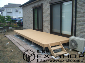 のウッドデッキ リウッドデッキII  標準 連棟＋リウッドステップ4型Sタイプ（2段） 施工例