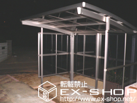 のサイクルポート・駐輪場 カーブパークシグマ? パネル3面囲い 積雪〜30cm対応 施工例