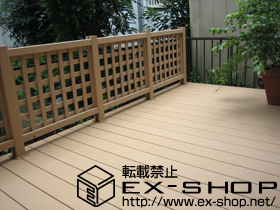 のウッドデッキ リウッドデッキII  標準 単体＋リウッドデッキフェンス1型（井桁格子） 施工例