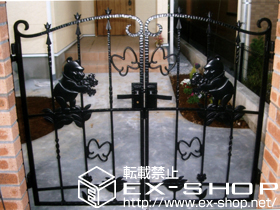 の門扉 ディズニー門扉プーさんA型 両開き 角門柱式 施工例