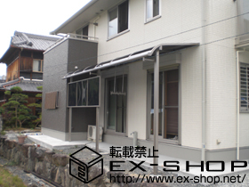 のテラス屋根 ライザーテラスII  R型 テラスタイプ 連棟 積雪〜２０ｃｍ対応＋前面スクリーン　1段　メーター3000用 施工例