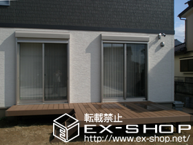 のウッドデッキ リウッドデッキII  標準 出幅違い納まり＋リウッドステップ4型Ｓタイプ（2段） 施工例