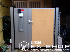 の門扉 シンプルモダン門扉1型 機能子扉親子開き・ADセット［門柱使用］ 施工例