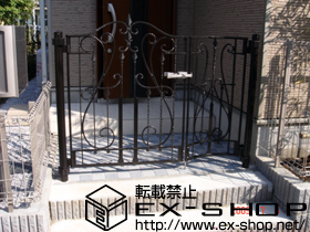 の門扉 アプローチルナＣＬ型 吊元門柱仕様 施工例