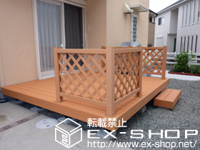 のウッドデッキ リウッドデッキII 単体＋リウッドデッキフェンス2型（ラチス格子） 施工例