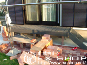 のウッドデッキ リウッドデッキII 単体＋リウッドステップ4型 Lタイプ（3段） 施工例