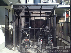 のサイクルポート・駐輪場 カーブパークシグマIII パネル3面囲い 積雪〜20cm対応 施工例