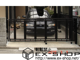 のカーゲート エクスライン伸縮ゲート1型 ノンレール 片開き 施工例