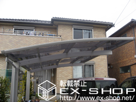 のカーポート プレシオスポート 積雪〜20cm対応＋収納式物干しセット2型（2本入）×1 施工例