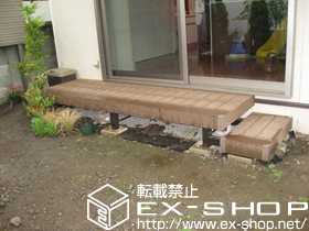 のウッドデッキ リウッドデッキII  単体 ワイドタイプ+1段段床片側面 ワイドタイプ用 施工例