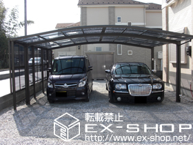 のカーポート カーブポートシグマIII ワイド 積雪〜20cm対応＋サイドパネル 片側2段 施工例