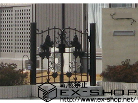 の門扉 ディズニー門扉プーさんA型 両開き 角門柱式 施工例