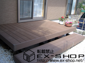 のウッドデッキ リウッドデッキII 単体+段床セット 標準 1.5間用 正面タイプ 施工例