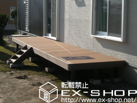 のウッドデッキ リウッドデッキII 連棟＋リウッドステップ4型　Ｓタイプ（2段） 施工例