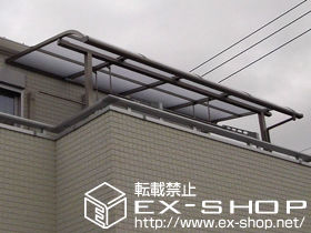 のバルコニー・ベランダ屋根 ライザーテラスII R型 屋根タイプ 単体 積雪〜20cm対応＋屋根材ホルダー＋吊り下げ物干し 標準 標準タイプ 2本入り 施工例