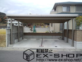 のカーポート テリオスポート? 遮光タイプ 2台用 丸柱仕様 積雪〜30cm対応 施工例